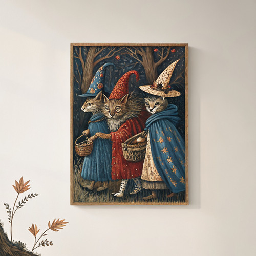 Coven of leopard witches art print - mystical leopard witches autumnal fall witc Coven of leopard witches art print - mystical leopard witches autumnal fall witc