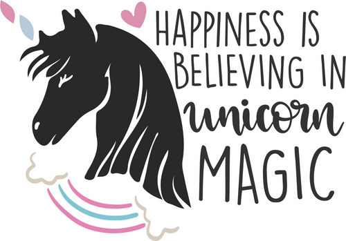 HAPPINESS IS BELIEVING IN UNICORN MAGIC Poster Canvas Movie Film Print A0 A1 A2