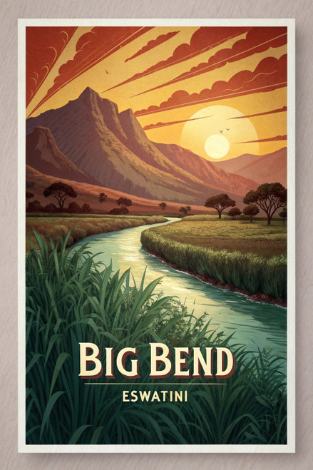Majestic Big Bend Eswatini Travel Poster - Vibrant African Landscape Art Print P