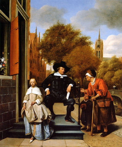 Steen Jan-The_Mayor_of_Delft_and_his_Daughter Poster Canvas Movie Film Print A0