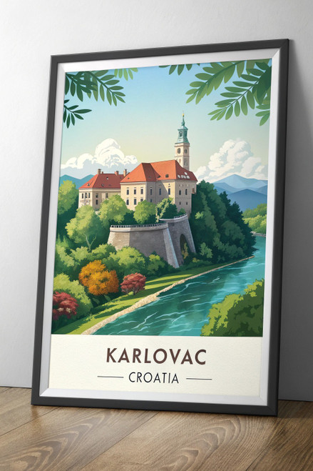 Captivating Karlovac Croatia Travel Poster - Historic Cityscape Art Print Poster