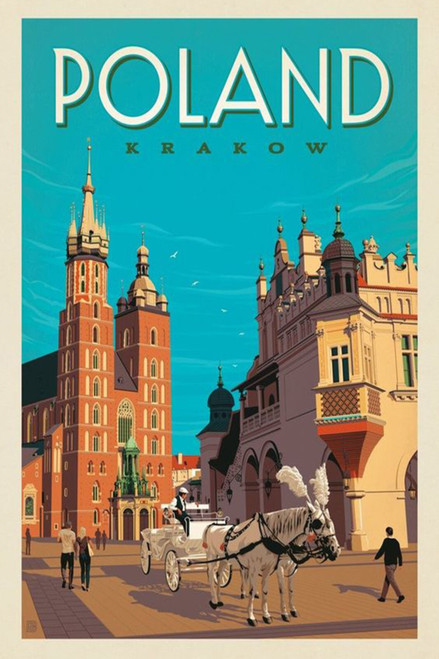 Poland Krakow Retro Classic Travel Poster (56) Poster Canvas Travel Holiday Trip