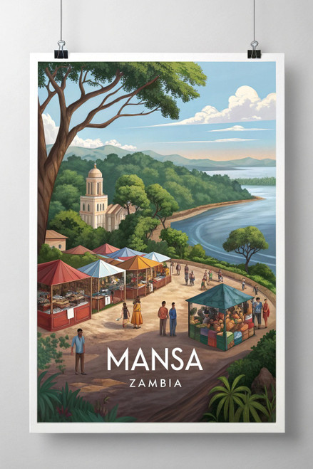 Majestic Mansa Zambia - African Hidden Gem Travel Poster Poster Movie Film Cinem
