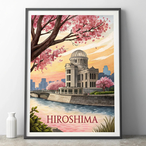 Hiroshima Japan Vibrant Travel Poster - Peace Memorial Park Art Print Poster Can
