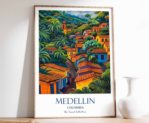 16_Medellin Print, Medellin Travel Poster, Colombian Travel Print, Tropical Deco