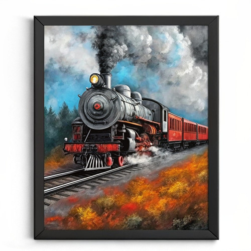Vintage Train Wall Art Orient Express Print Steam Train Artwork Train Gift Art (