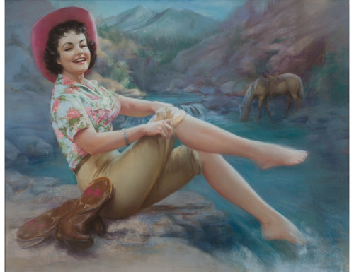 PinUp Girl Cowgirl with Toes Poster Canvas Picture Art Movie Car Game Film Print