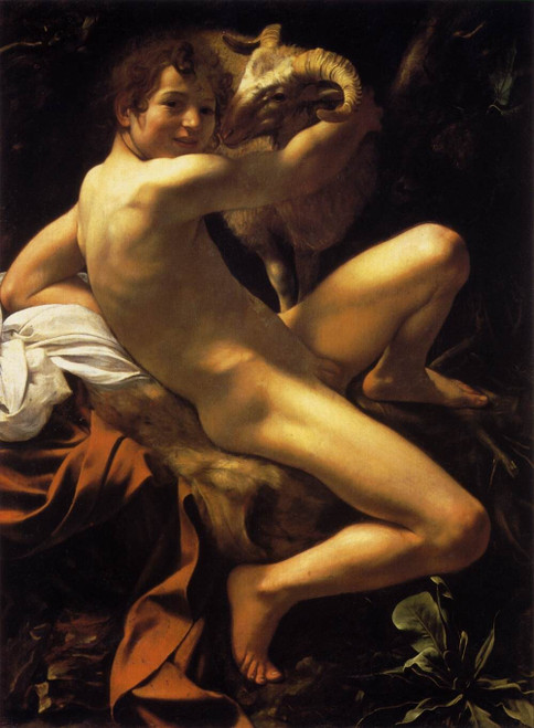 St-john-the-baptist-youth-with-ram-caravaggio Poster Canvas Movie Film Print A0