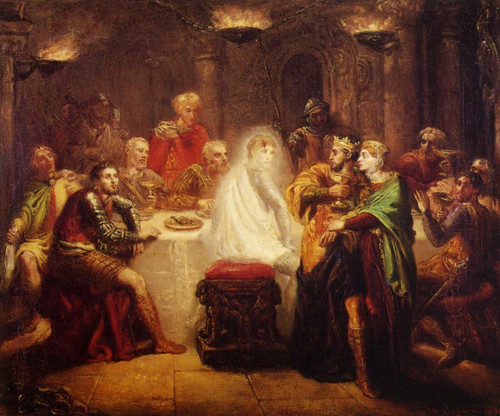 Theodore Chasseriau - The Ghost of Banquo 1834 Poster Canvas Movie Film Print A0