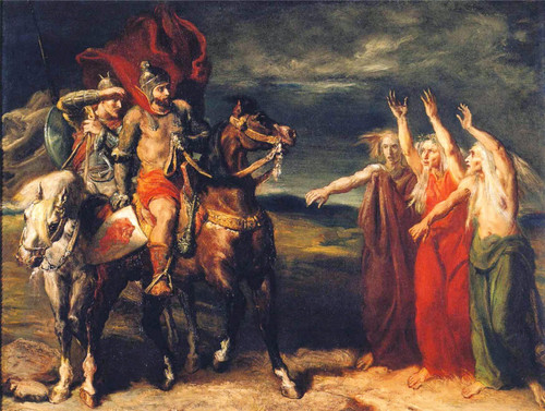 Theodore Chasseriau - Macbeth and Banquo Encountering the Th Poster Canvas Movie