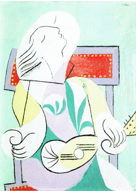 Young woman with Mandolin-Picasso 10.01.32 Poster Canvas Movie Film Print A0 A1