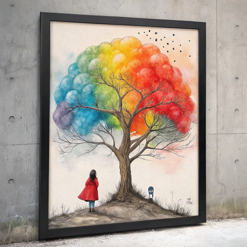 Rainbow Tree of Life Poster Wall Art Prints for Living Room Pictures Abstract (3