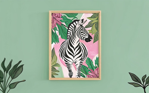 Botanical Zebra Tropical African Sun Print - Unframed A6 A5 A4 A3 A2 A1 Art - Ga