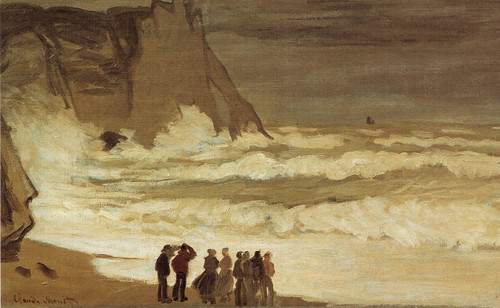 Claude Monet - Stormy sea at Etretat Detail 1873 Poster Canvas Movie Film Print