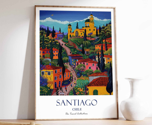 15_Santiago Poster, Santiago Travel Print, Chile Travel Art, Tropical Decor, Flo