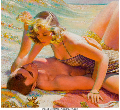 EDWIN GEORGI (American, 1896-1964). Intimate Couple, Redboo Poster Canvas Movie