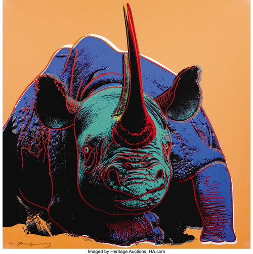 ANDY WARHOL (American, 1928-1987). Black Rhinoceros, 1983. Poster Canvas Print A