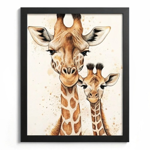 Watercolour Giraffe Print Cute Safari Animal Wall Art Two Giraffes Nursery Print