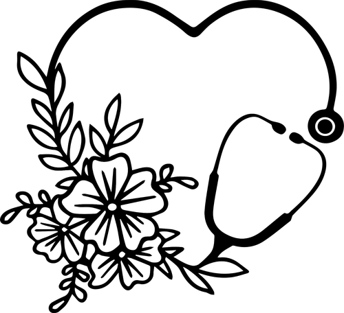 Stethoscope-Heart-Flowers-Nurse-3 Funny Poster Canvas Art Print A0 A1 A2 A3 A4 A