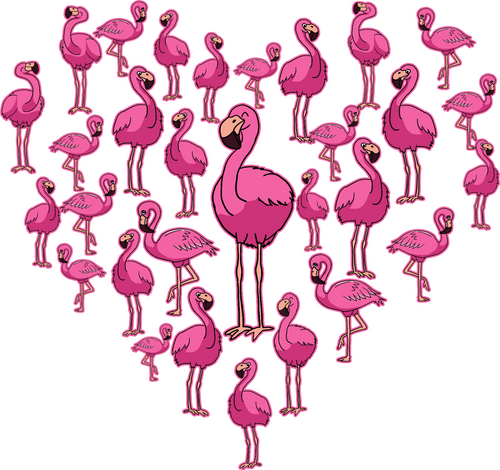 A220318-17-Women-Girls-Kids-Heart-Cute-Flamingo (2) Poster Canvas Movie Film Pri