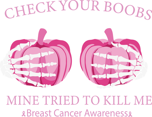 B200904-17-Check-your-boobs-Breast-cancer-Pumpkin Poster Canvas Movie Film Print