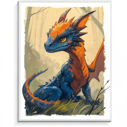 Whimsical Dragon Art Print Cute Dragon Print Baby Dragon Wall Art Nursery Print