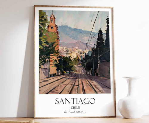 12_Santiago Poster, Santiago Travel Print, Chile Travel Art, Tropical Decor, Flo