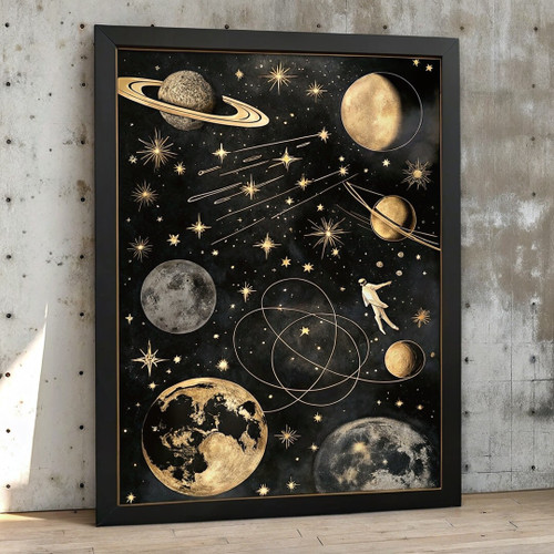 Space Wall Art Print Moon And Stars Home Wall Artwork Picture Space Galaxy Print