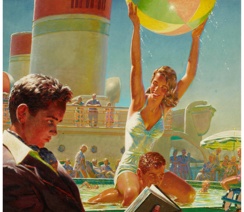 PinUp Girl - EDWIN GEORGI Ship's Pool Poster Canvas Movie Film Print A0 A1 A2 A3