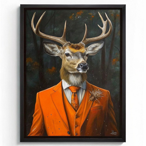 Stag In A Suit Painting Vintage Stag Portrait Poster Stag Print Retro Art Print