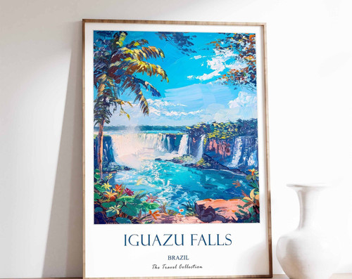 9_Iguazu Falls Travel Poster, Iguazu Falls Print, South America Travel Art, Sout