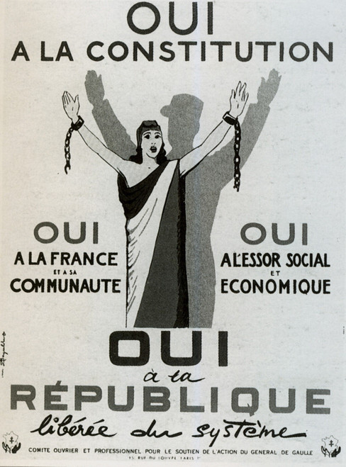1958 Oui à la constitution Référendum sur la constitution, bez ramki Art Galle