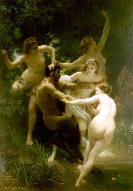 William-Adolphe-Bouguereau-Nymphes-et-satyre Poster Canvas Movie Film Print A0 A