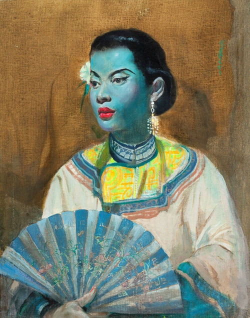 Cecil Beall Tretchikoff Era The Fan Set Poster Canvas Movie Film Print A0 A1 A2