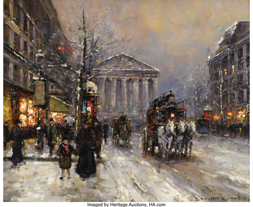 EDOUARD LEON CORTES (French 1882-1969). Rue Royal, Paris. Poster Canvas Movie Fi