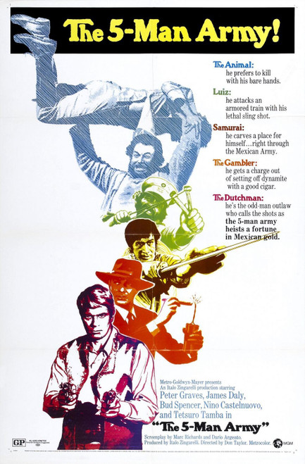 The Five Man Army (1970)_0 Poster Canvas Movie Film Print A0 A1 A2 A3 A4 A5 A6 A