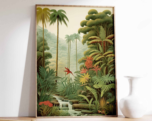 5_Vintage Botanical Print, Tropical Floral Poster, Henri Rousseau Floral Art, Fl