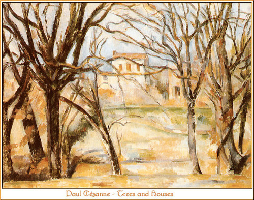 Cézanne_Trees_And_Houses Poster Canvas Movie Film Print A0 A1 A2 A3 A4 A5 A6 Art