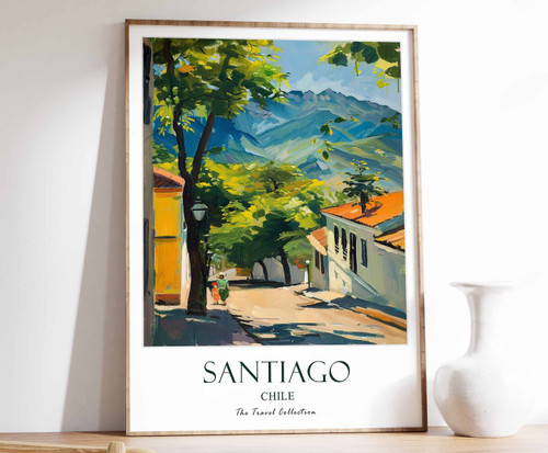 14_Santiago Poster, Santiago Travel Print, Chile Travel Art, Tropical Decor, Flo