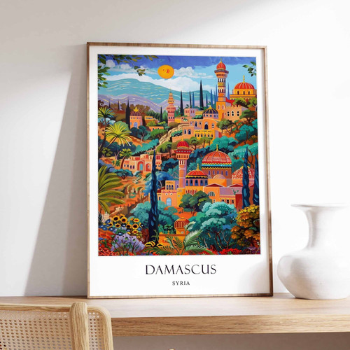 1_Damascus Poster, Syria Poster, Middle Eastern Poster, Islamic Poster, Historic