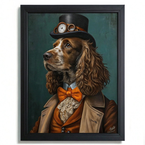 Elegant Cocker Spaniel Portrait Victorian Attire Dog Art Print Spaniel Wall Art