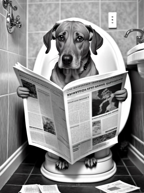 Dog on Toilet 3by4 Poster Canvas Funny Annimals Pritnt A0 A1 A2 A3 A4 A5 A6