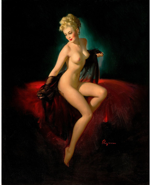 Gil Elvgren - Pinup Girl - Vision of Beauty Unveiling 1947 Poster Canvas Movie F