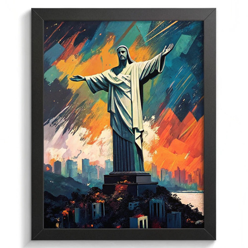 Christ The Redeemer Wall Art Rio De Janeiro Christ Statue Oil Style Art Print (3