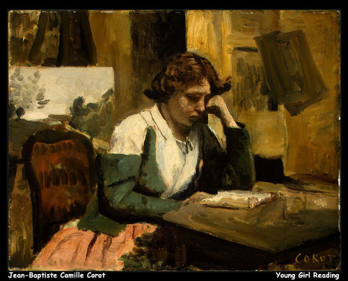 jean-baptiste-camille-corot--young-girl-reading_11077495544_o(1) Poster Canvas M