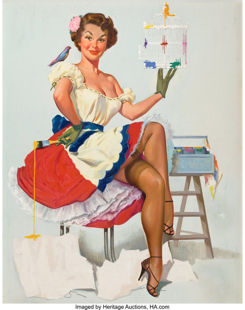 PETER DARRO (American, b. 1917). Painting the Birdcage. Go Poster Canvas Movie F