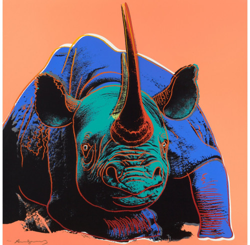 Andy Warhol - Black Rhinoceros Endangered Species 1983 Poster Canvas Movie Film