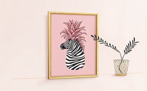 Zebra Pineapple Botanical Art Print - Unframed A6 A5 A4 A3 A2 A1 - Poster Wall F