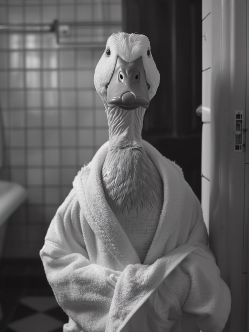 Duck in Bathrobe -1-3by4 Poster Canvas Funny Annimals Pritnt A0 A1 A2 A3 A4 A5 A