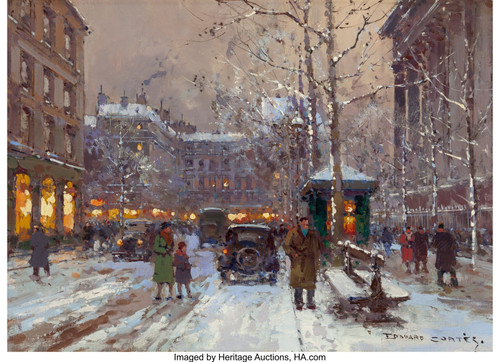 EDOUARD-LÉON CORTÈS (French, 1882-1969). Place de la Madeleine en hiver, 1951. P